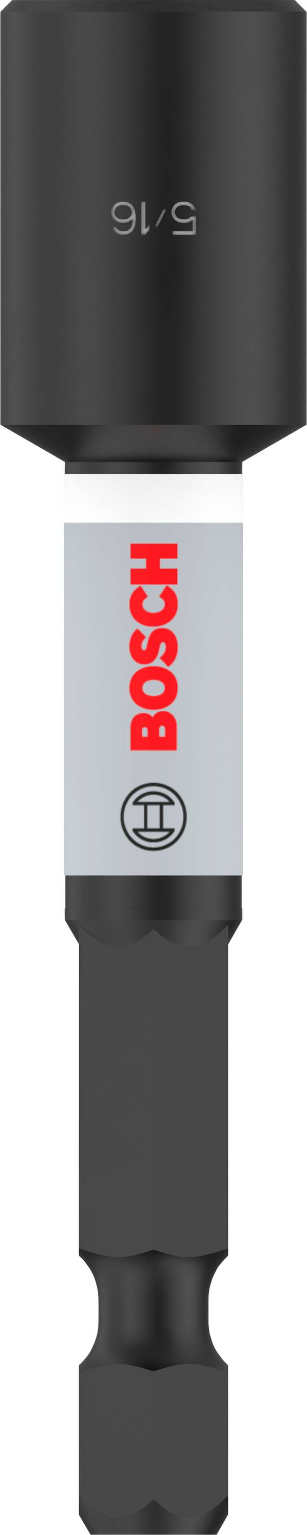 Šestihranný nástrčný klíč značky Bosch s nápisem '5/16' na černém hrotu, vhodný pro šroubovací práce.