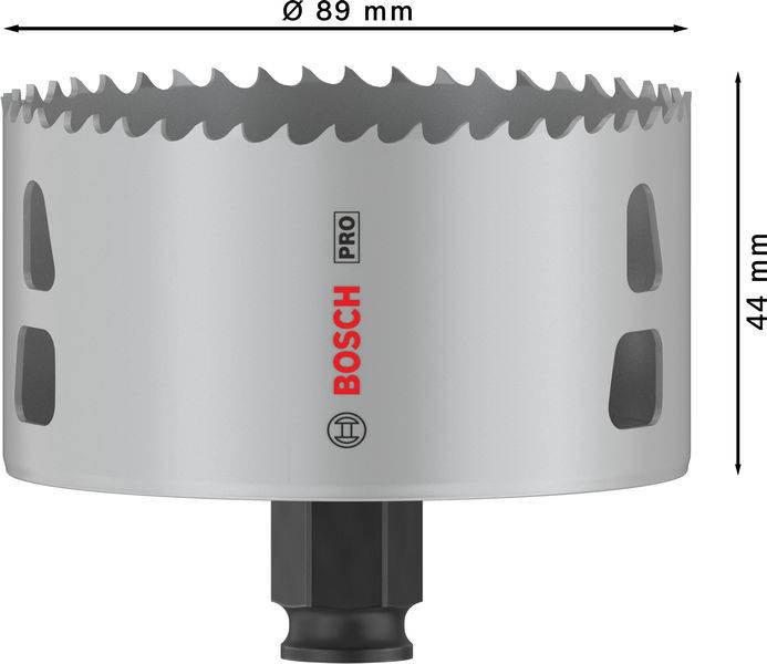 Pilový kotouč o průměru 89 mm a hloubce 44 mm, značky 'Bosch Pro'. Zaměřuje se na všestrannost při vrtání do různých materiálů.