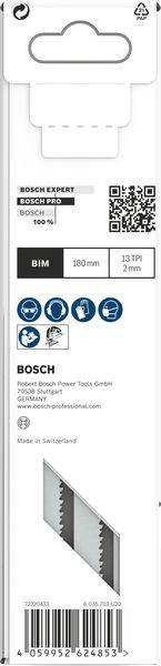 Kovový list 'Bosch Expert', délka 180 mm, šířka 13 mm, tloušťka 2 mm. Nízkoprašné dělení, vyrobeno ve Švýcarsku.