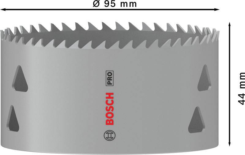 Kovový pilový list o průměru 95 mm a výšce 44 mm, značka Bosch Pro.