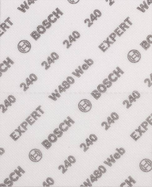 Smirkový papír s vytištěnými texty: 'BOSCH', 'EXPERT', 'W480 Web' a '240'. Vhodný pro přesné broušení.