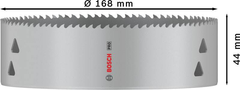 Pilový kotouč o průměru 168 mm, výšce 44 mm, označený nápisem 'BOSCH PRO'.