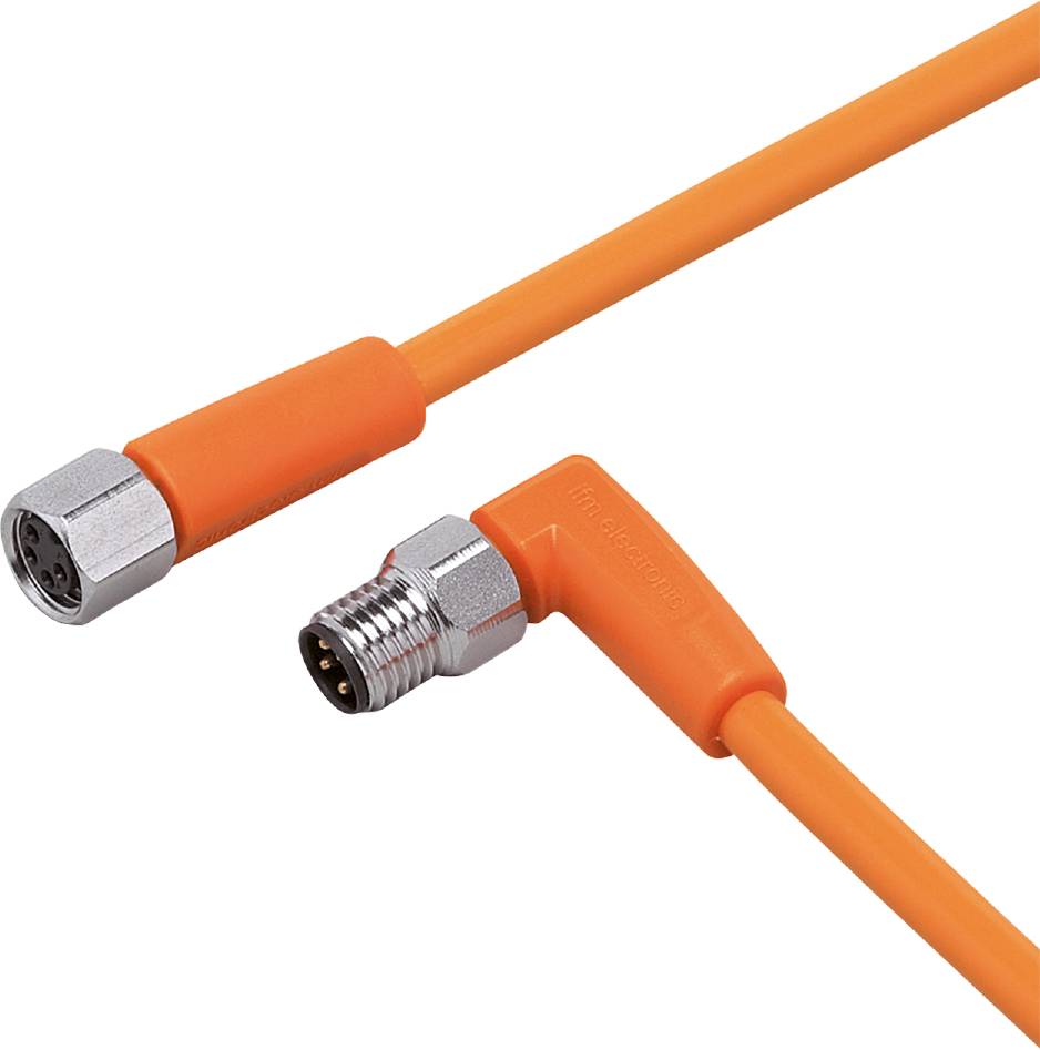 Oranžový pravoúhlý kabel se dvěma kovovými konektory na koncích, pravděpodobně určený pro průmyslové aplikace.