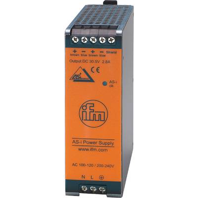 Elektronická součástka s rozhraním AS-i a označeními 'CE'. Logo 'ifm'. Displej zobrazuje 'AS-i ok'.