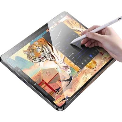 Ruka kreslí barevného tygra a orientální budovu digitálním perem na displeji tabletu.