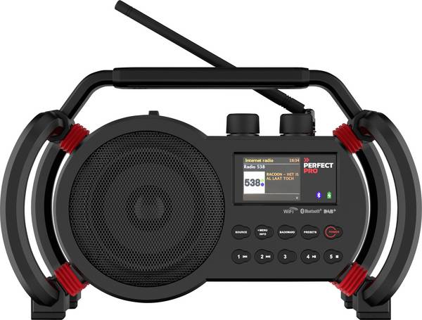 PerfectPro NetBox PE-NBX2 odolné rádio, internetové, DAB+, FM, AUX, Bluetooth, DAB+, internet, FM, USB, Wi-Fi, Funkce powerbanky, Spotify, voděodolné, prachotěsné, nárazuvzdorné, funkce alarmu, černá