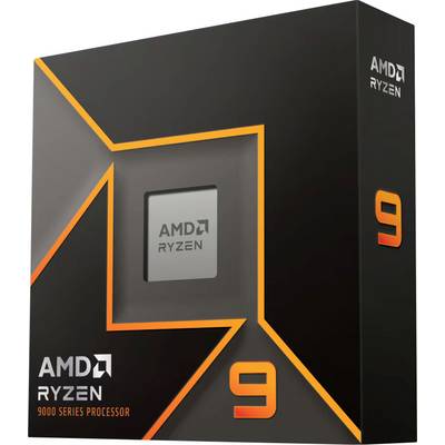 Procesor AMD Ryzen série 9000 v tmavě šedém obalu s oranžovými akcenty a číslem '9'.