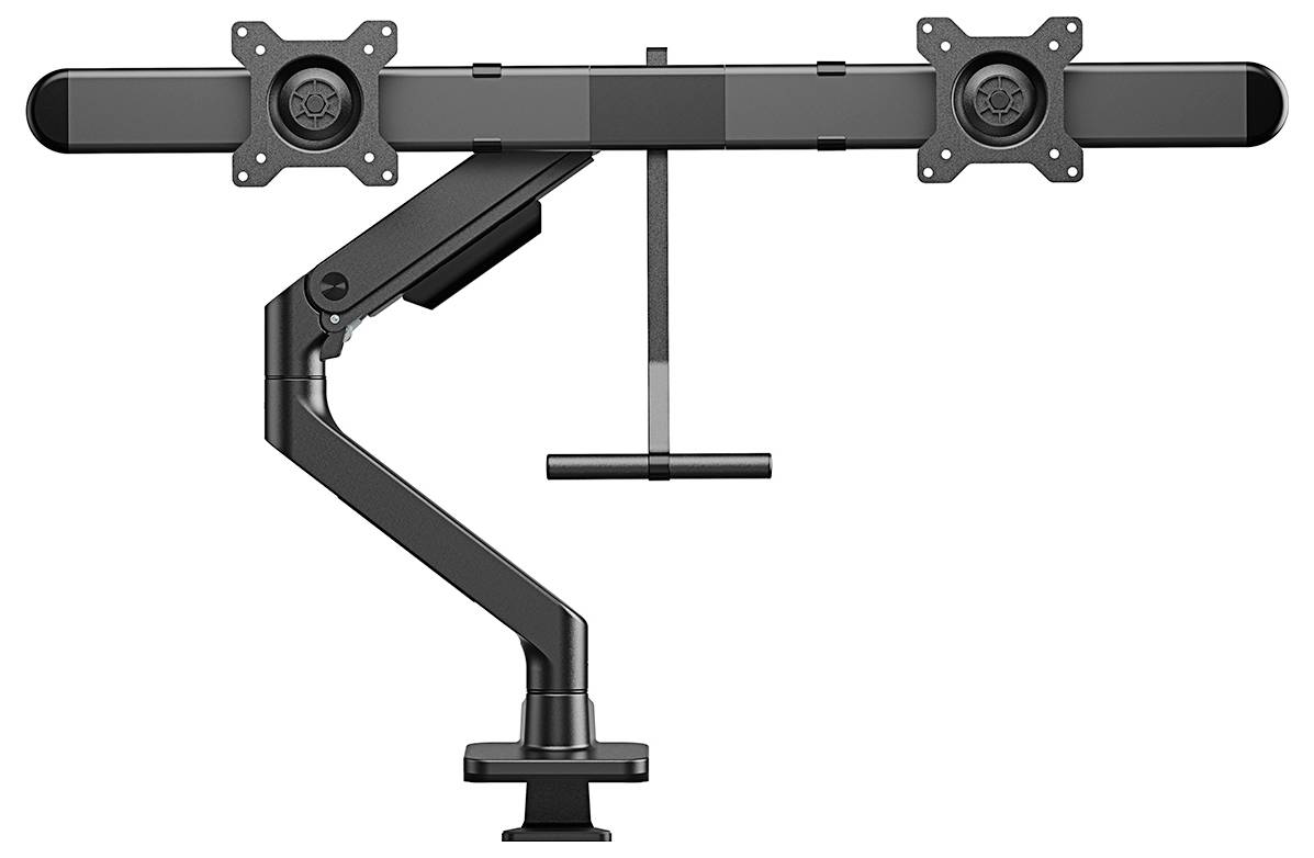 Držák na dva monitory s flexibilním ramenem pro upevnění dvou obrazovek. Vhodný pro ergonomickou práci.
