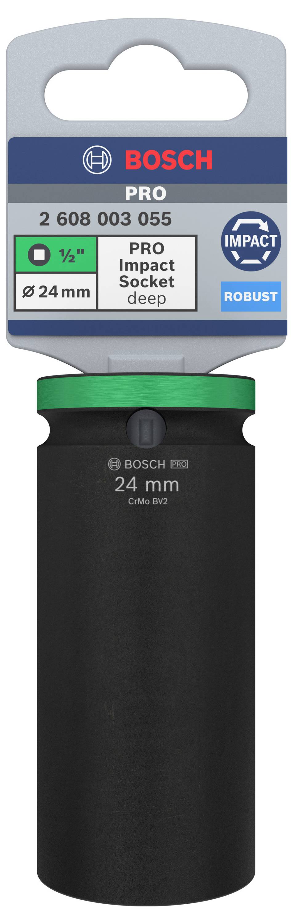 Nástrčný klíč od Bosch, 24 mm, vhodný pro rázové aplikace, v robustním provedení.