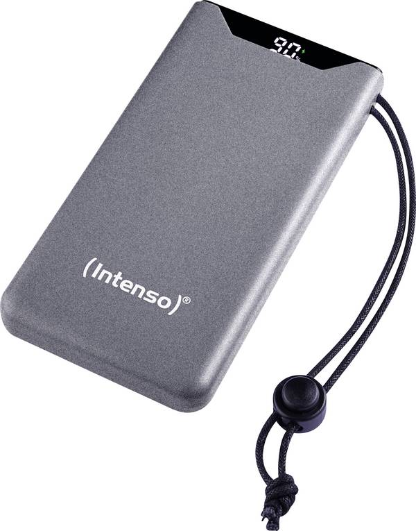 Intenso F10000 powerbanka Li-Pol, 10000 mAh, Quick Charge, Dodávka energie, USB-A, USB-C®, šedá, Indikátor stavu