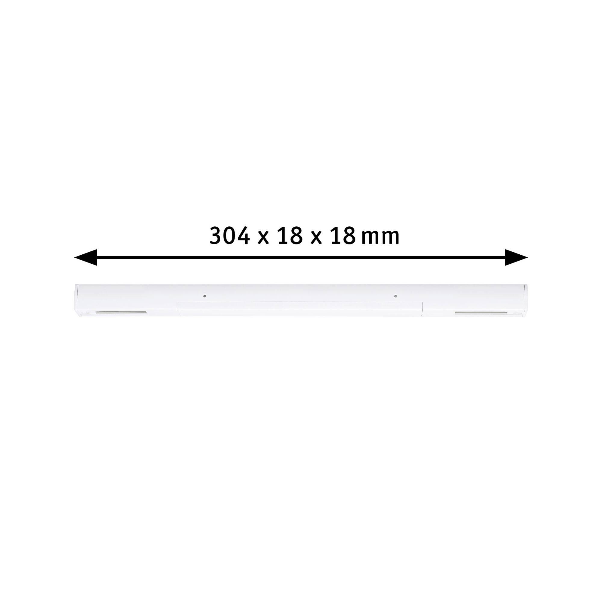 Bílá hůl o rozměrech 304 x 18 x 18 mm, umístěná horizontálně.