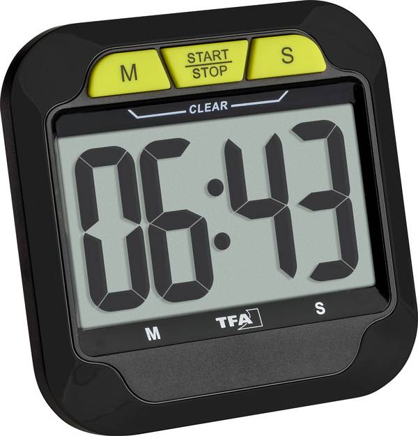 TFA Dostmann Digitaler Timer und Stoppuhr mit großen Ziffern stopky (časovač) černá digitální