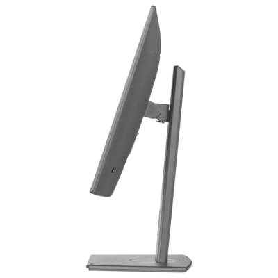 Elegantní, moderní počítačový monitor viděný z boku na pevném stojanu, předvádějící svůj tenký design a minimalistickou estetiku.