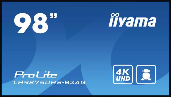 Iiyama 98" 3840x2160, UHD IPS panel,  Haze 25%, displej Digital Signage Energetická třída (EEK2021): F (A - G) 247.7 cm 97.5 palec 3840 x 2160 Pixel 24/7
