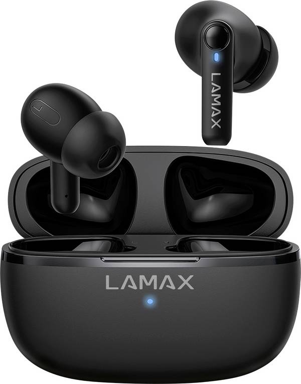 Lamax Clips1 Play  Headset do uší (In Ear) Bluetooth® stereo černá  Indikátor nabití, Nabíjecí pouzdro, regulace hlasitosti, odolné vůči potu, dotykové ovládání, odolná vůči vodě