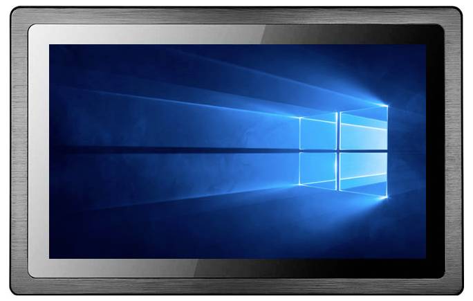 Tablet displej zobrazuje logo Windows na modrém pozadí.