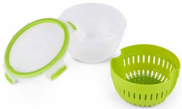 Emsa Clip & Go Ovocná boule 1.1 l  plast S víkem, Vodotěsný, vhodné do myčky transparentní, zelená 600577