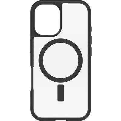 Černý obal na smartphone s velkým kruhem a krátkým svislým pruhem pod ním na bílém pozadí.