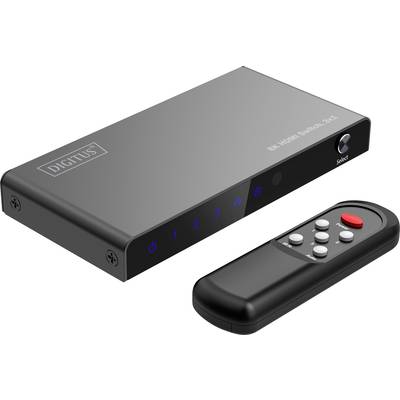 Digitus DS-55333 3 + 1 port HDMI přepínač LED ukazatel, s dálkovým ovládáním, UHD, kovový ukazatel, lze spínat jednotliv