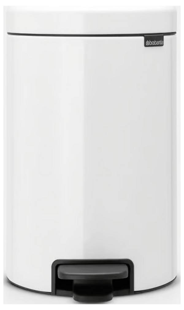 brabantia Newicon 111969 Pedálový odpadkový koš, 12 l, ocel, (Ø x v) 251 mm x 411 mm, bílá, otevírání pedálem, 1 ks