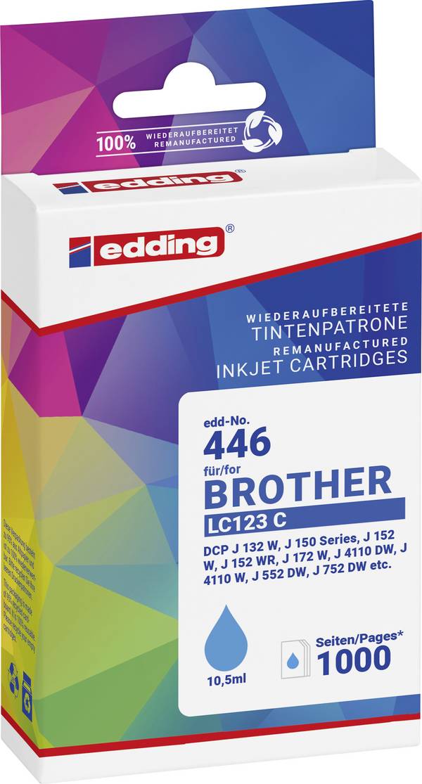 Edding Ink náhradní Brother LC-123C kompatibilní  azurová EDD-446 18-446-01