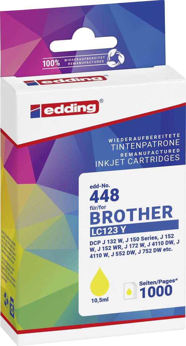 Edding Ink náhradní Brother LC-123Y kompatibilní  žlutá EDD-448 18-448-01