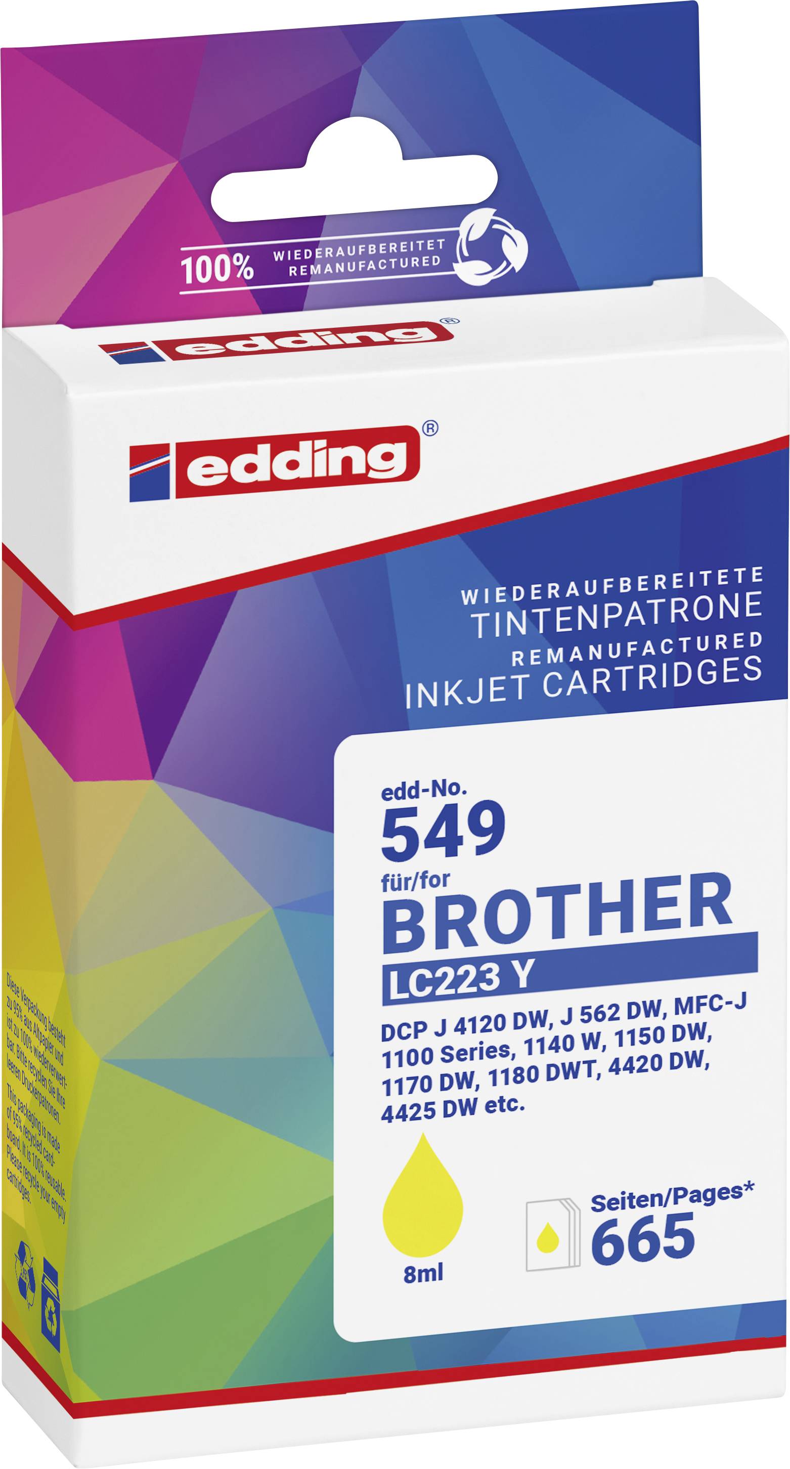Náplň inkoustu pro opakované plnění, model 549 pro tiskárny Brother, žlutá, 8 ml, kompatibilní s DCP-J 4120 DW a dalšími modely.