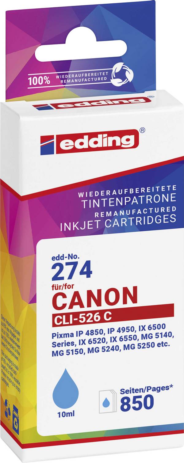 Edding Ink náhradní Canon CLI-526C kompatibilní  azurová EDD-274 18-274-01