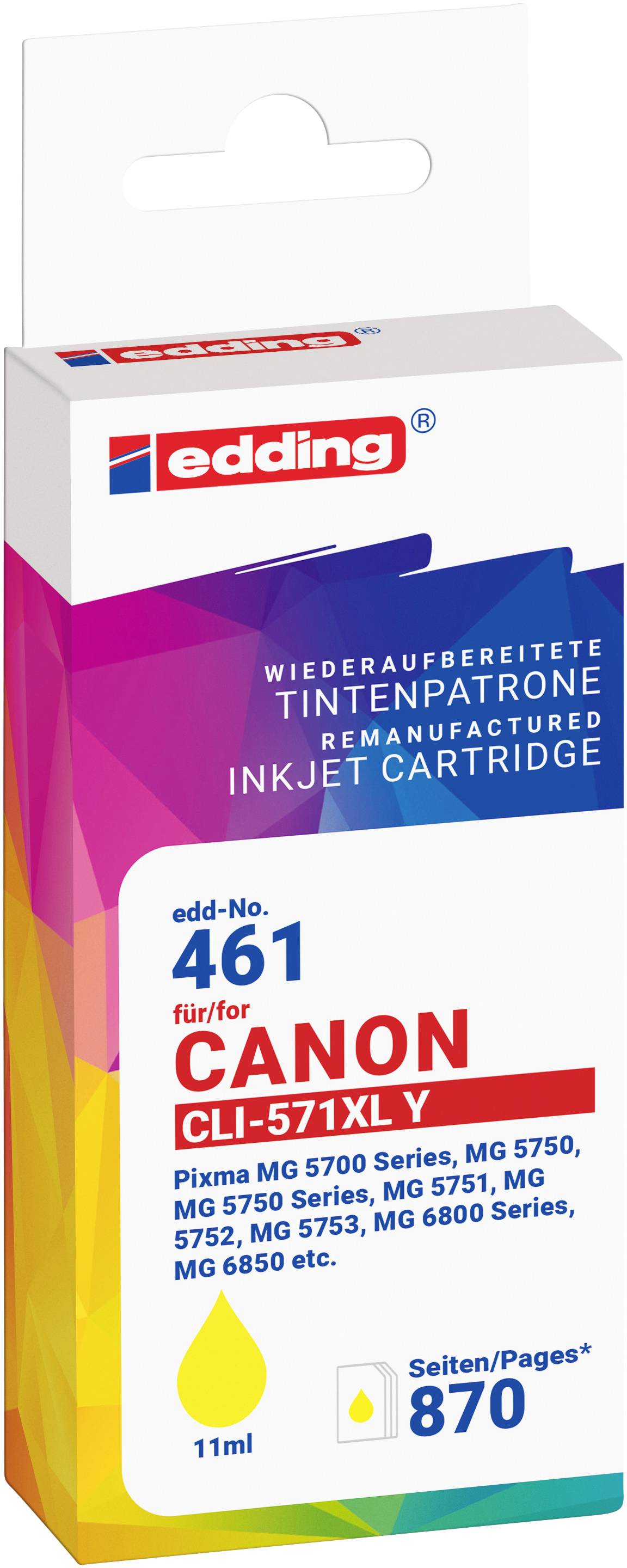 Edding Ink náhradní Canon CLI-571XL kompatibilní žlutá EDD-461 18-461-01