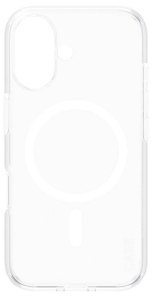 Průhledný mobilní kryt s kruhovým vzorem na zadní straně, vhodný pro smartphony se dvěma objektivy fotoaparátu.