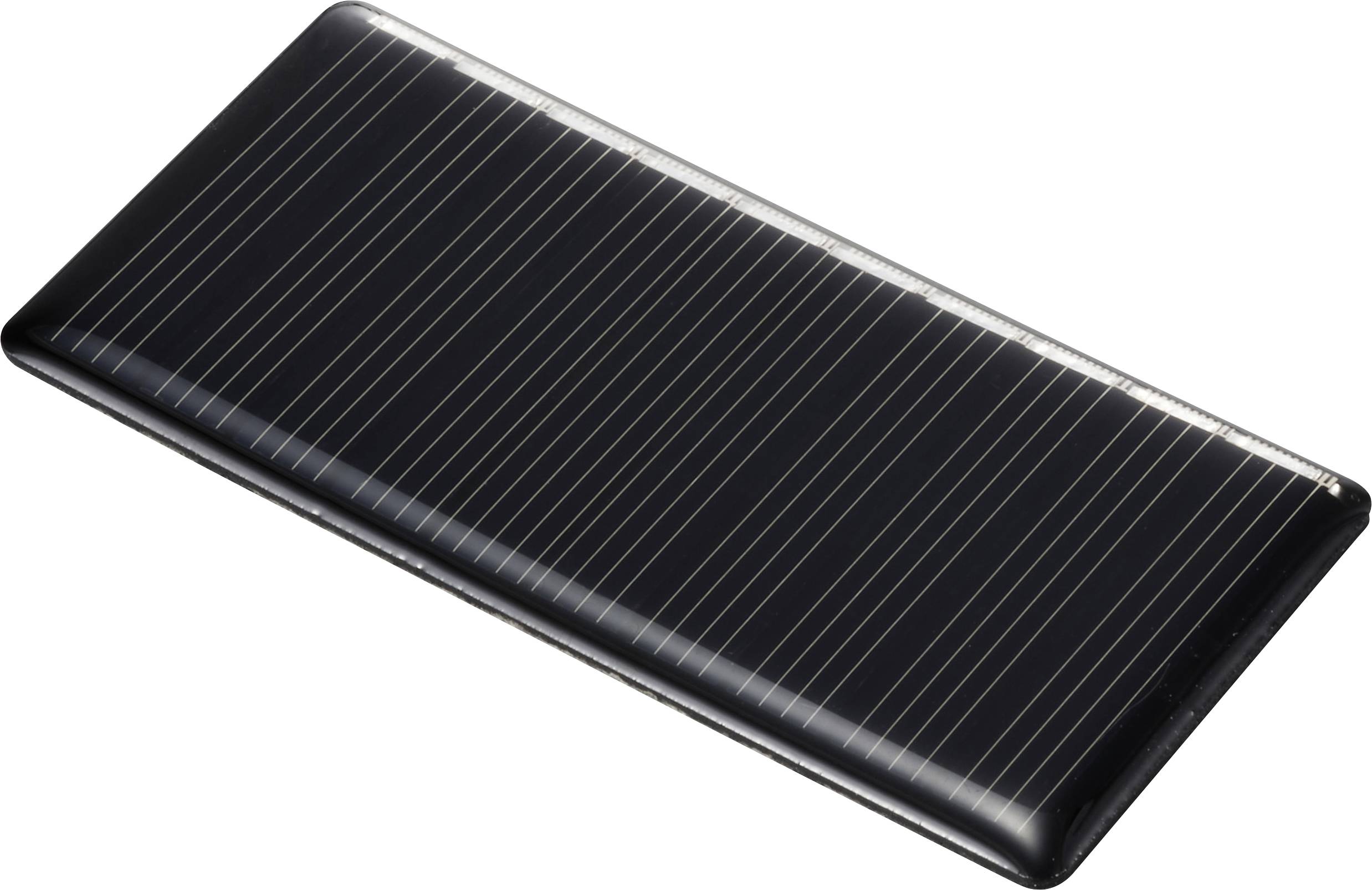 Obdélníkový černý solární panel s rovnoběžnými linkami, který zachycuje světlo a přeměňuje ho na energii.