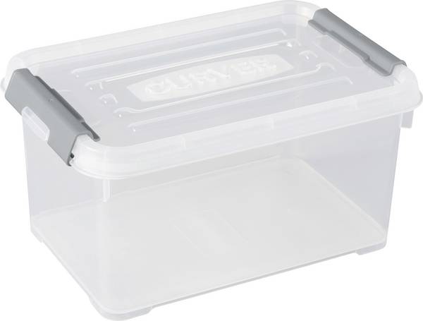 Curver 243803 Úložný box, HANDY, stohovatelné, (d x š x v) 294 x 194 x 150 mm, transparentní, stříbrná, 1 ks