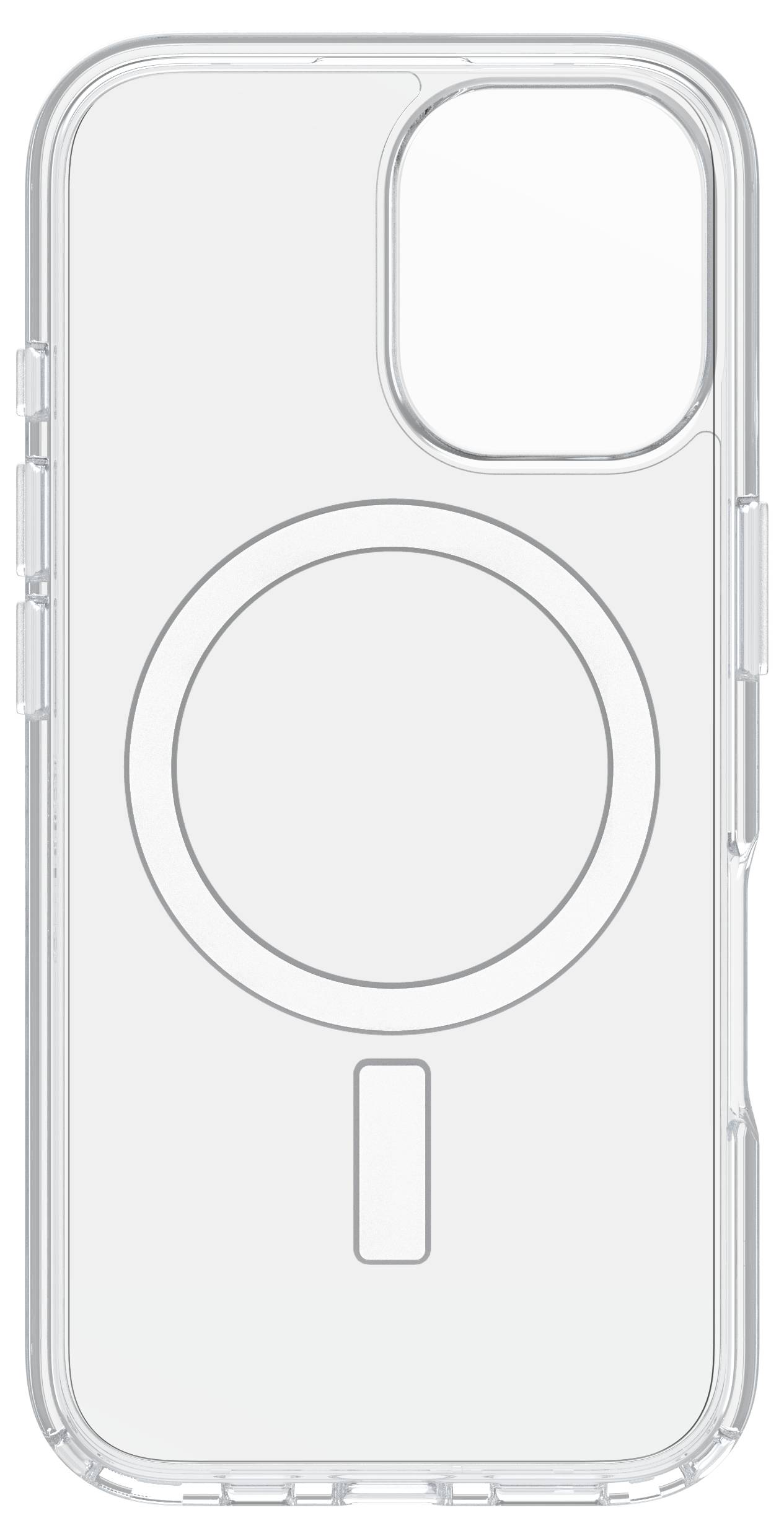 Průhledný kryt na mobilní telefon se zabudovaným magnetickým kruhem pro podporu MagSafe, vhodný pro smartphone se dvěma objektivy fotoaparátu.