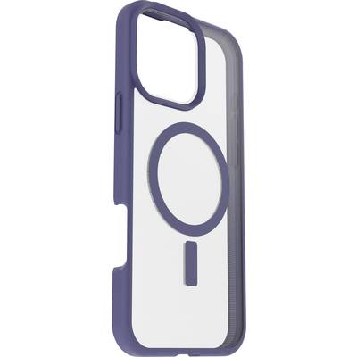 Modrý obal na telefon s průhledným zadním krytem a kruhovým výřezem pro bezdrátové nabíjení.