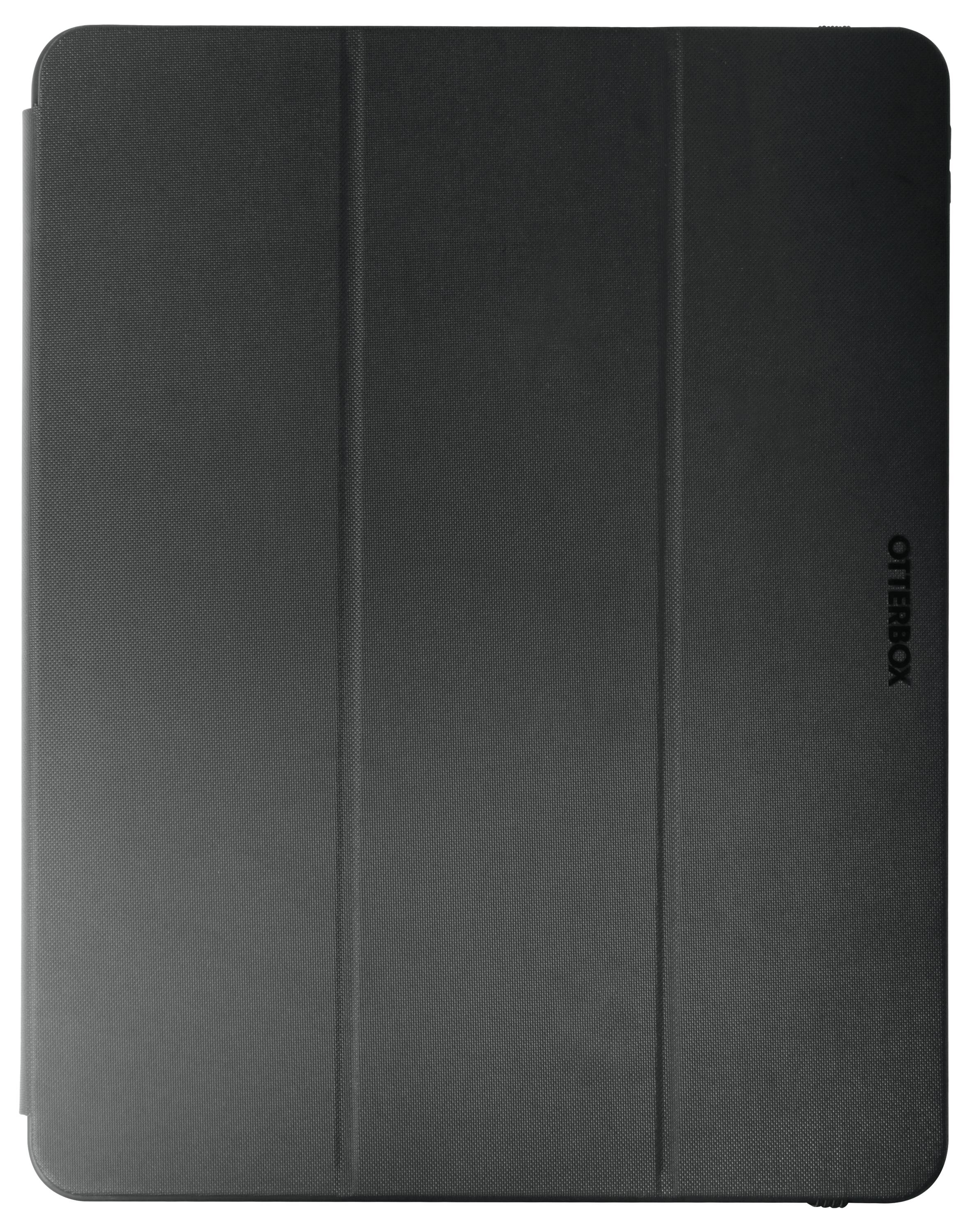 Uzavřený černý ochranný kryt na tablet, robustní a jednoduchý design, poskytuje ochranu před nárazy a škrábanci.