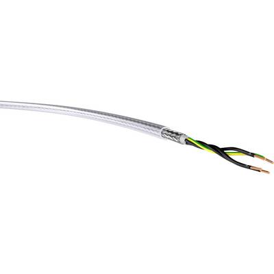 Na obrázku je vícevodičový elektrický kabel s barevně kódovanými vodiči: žluto-zelený, bílý a černý, vyčnívající z izolace kabelu.