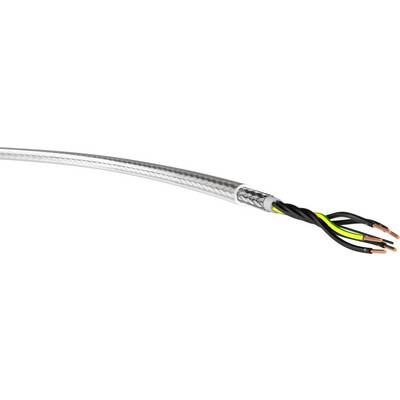 Stříbrný kabel se čtyřmi odkrytými měděnými vodiči. Jeden z vodičů je žluto-zelený, ostatní jsou černé.