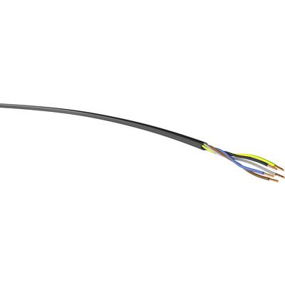 Otevřený kabel s pěti barevnými vodiči: hnědý, žluto-zelený, šedý, modrý a černý.