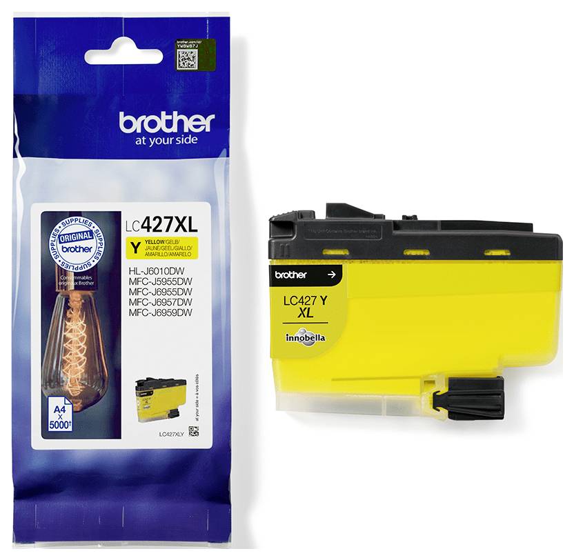 Žlutý inkoustový cartridge Brother LC427XL, kompatibilní s konkrétními modely tiskáren MFC.