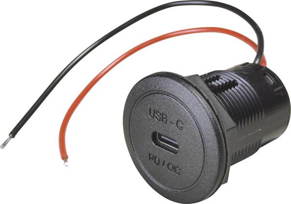 ProCar Power USB-C vestavná zásuvka PD/QC EV nebo LED max. 50 W. Proudová zatížitelnost (max.)=3 A   12 nebo 24 V/DC