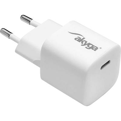 Bílá USB nabíječka od Akyga se dvěma eurozásuvkami, vhodná pro nabíjení zařízení prostřednictvím USB portu.