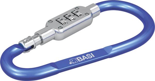 Basi 0006-0104-1300 Basic Basi - karabina - eloxovaný hliník, 3-místný číselný kód, modrá - 0006-0104-1300  (Ø x d) 6 mm x 95 mm