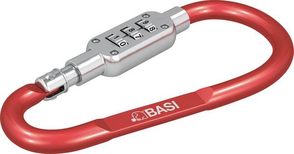 Basi 0006-0104-1400 Basic - karabinka pro zavěšení - eloxovaný hliník, 3-místný číselný kód, červená - 0006-0104-1400  (Ø x d) 6 mm x 95 mm