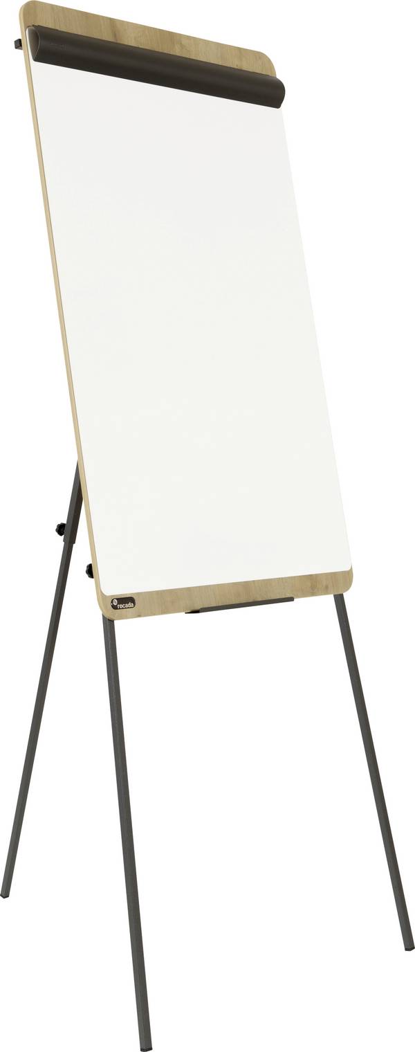 Rocada flipchart NAT0610 (š x v) 700 mm x 1900 mm dřevo, dub, Signální bílá (RAL 9003) omyvatelný, popisovatelný, výškově nastavitelný, vč. odkládací poličky, magnetický R061070