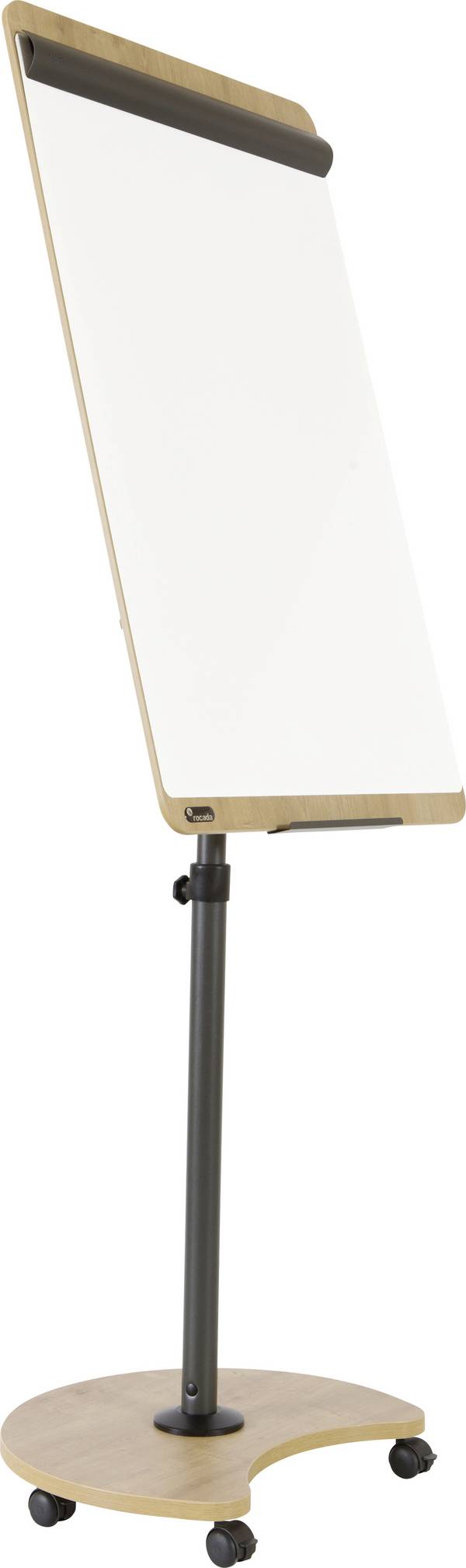 Rocada flipchart NAT0618 (š x v) 670 mm x 2000 mm dub, Signální bílá (RAL 9003), ocelová omyvatelný, popisovatelný, výškově nastavitelný, vč. odkládací poličky, magnetický R061870