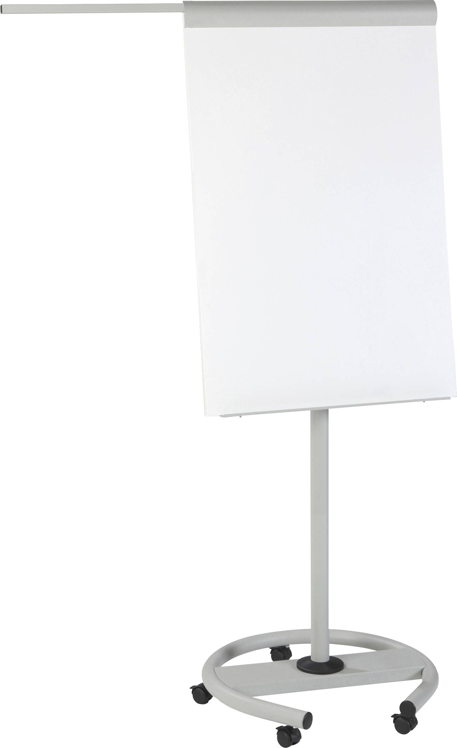 Prázdný flipchart na mobilním stojanu.