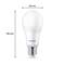 LED žárovka Philips s paticí E27, vysoká 120 mm a široká 60 mm, ideální pro standardní osvětlení.
