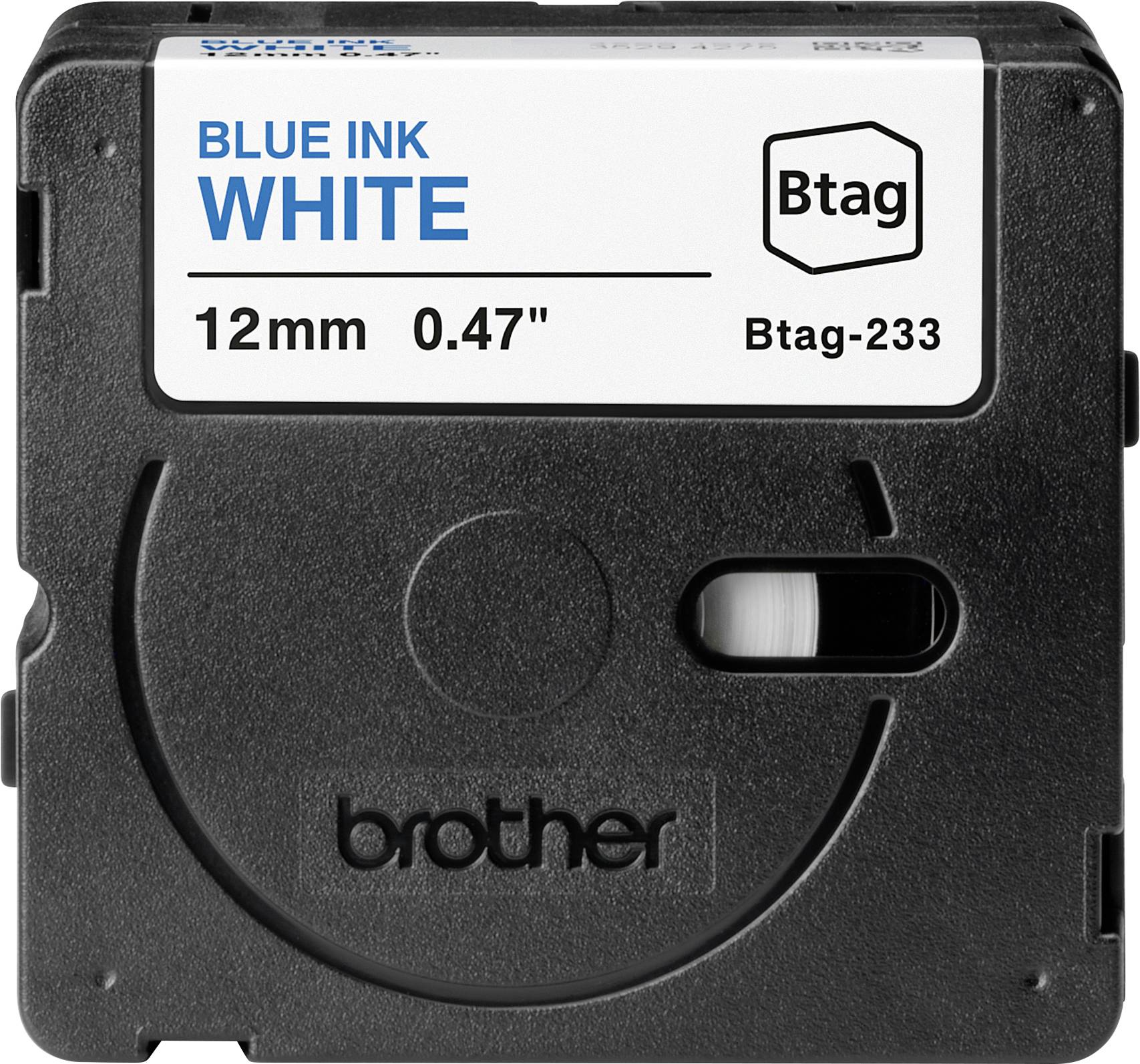 Brother Btag-233 páska do štítkovače Barva pásky: bílá Barva písma: modrá 12 mm 4 m