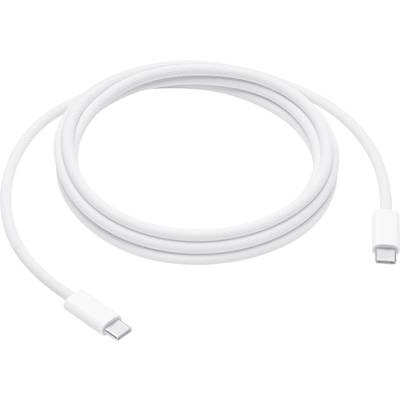 Bílý USB-C kabel leží v kruhu na neutrálním povrchu. Slouží k nabíjení a přenosu dat.