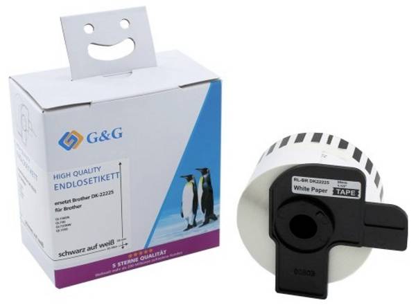 G&G Etikety (nekonečné)  kompatibilní náhradní Brother DK-22225 38 mm x 30.48 m papír thermodirekt  bílá 1 ks trvalé Adresní nálepky ET-B-G-22225